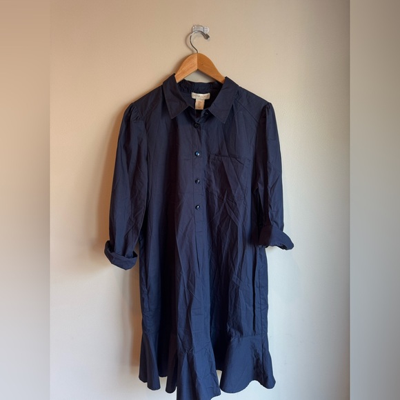 NWOT Cynthia Rowley Navy Cotton Midi Dress Size Medium - Picture 1 of 4